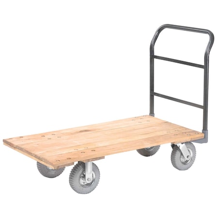 Global Industrial Platform Truck w/Hardwood Deck, 54 x 27, 1200 Lb. Capacity, 8 Pneumatic Casters 952502P
